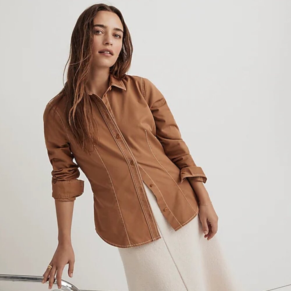 Darted Button-Up Shirt in (Re)generative Chino in Fallen Timber